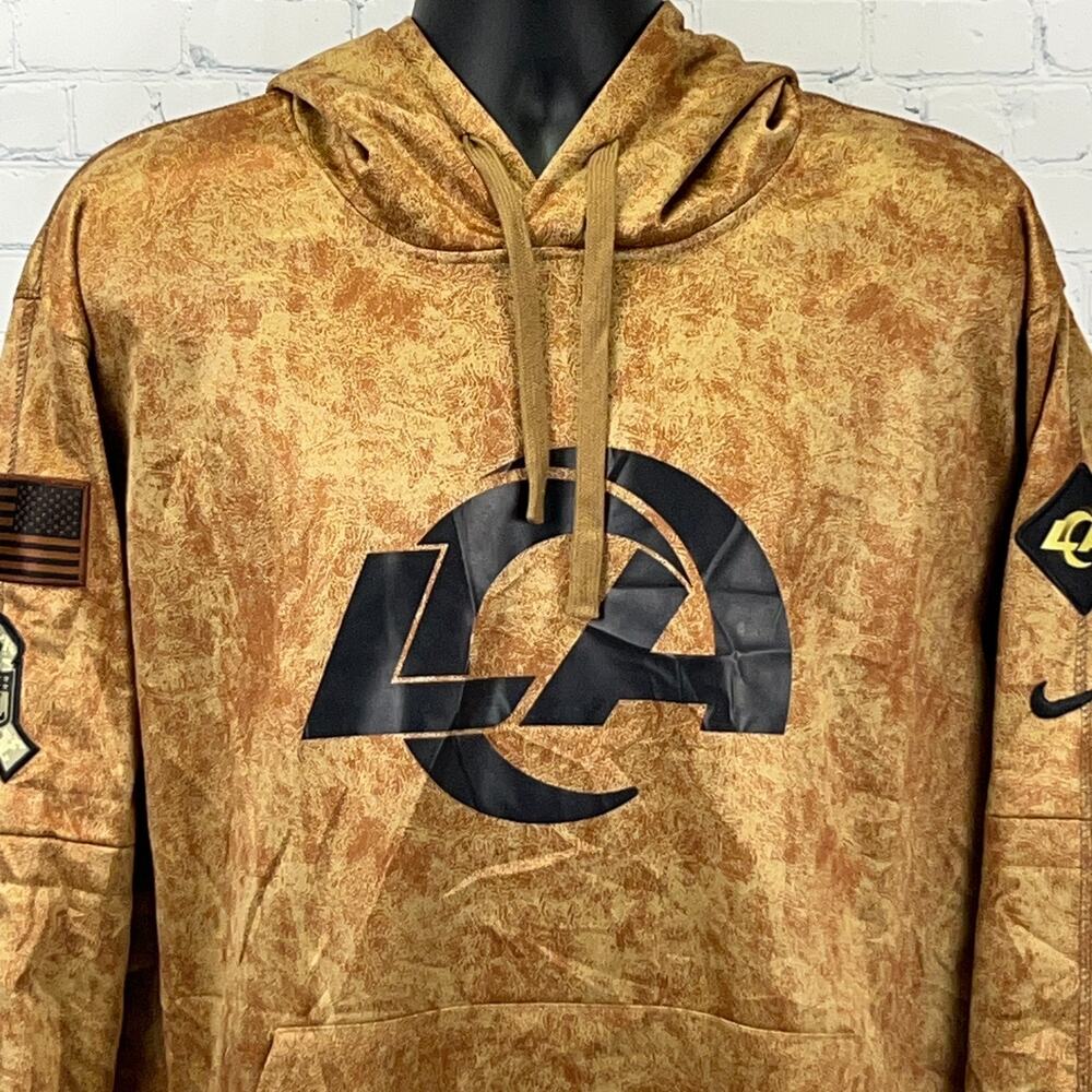 Los Angeles Rams Salute to Service Hoodie Hooded Sweatshirt NFL Brown XL X-Large
